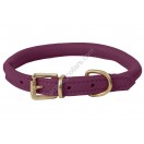 Ace Super Soft Rolled Italian Leather Dog Collar : Purple (brass buckle) 